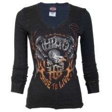 HARLEY DAVIDSON Womens LS T-Shirt WINGS INFINITY 